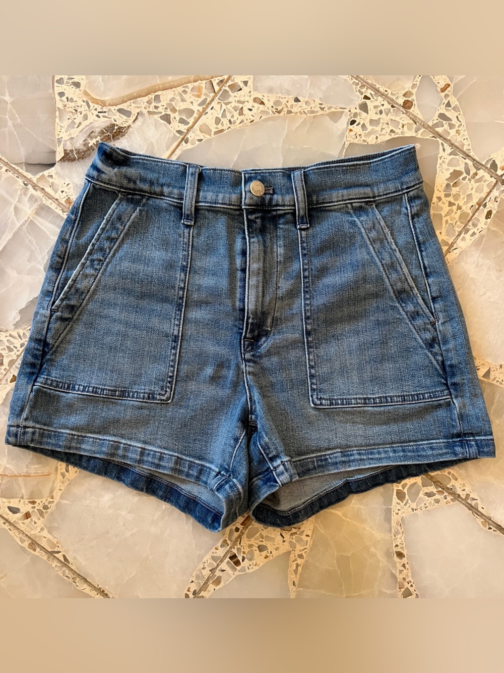 J.Crew Factory Blue Denim Patch Pocket Shorts Size 26